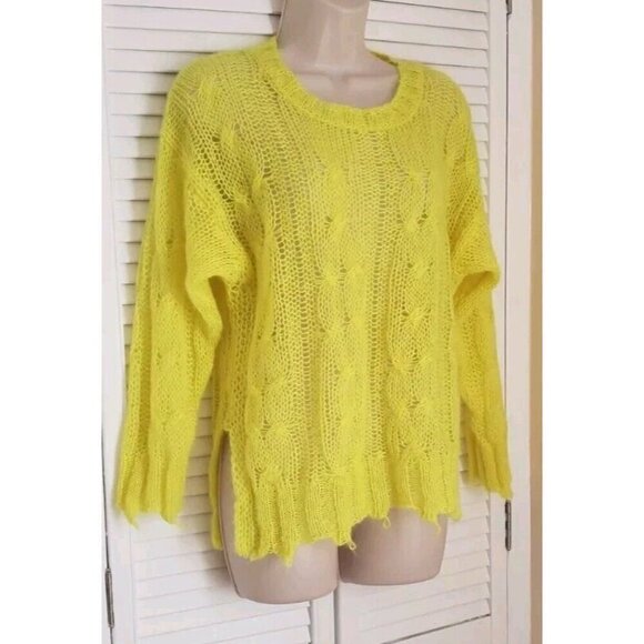 NEW ANTHROPOLOGIE THE POSEY STITCHY DISTRESSED WOOL-BLEND YELLOW SZ XXS - Picture 6 of 9